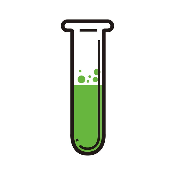 Isolated test tube with green liquid — Stock Vector