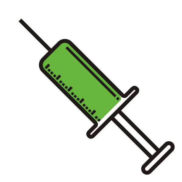 Isolated syringe with a green liquid — Stock Vector