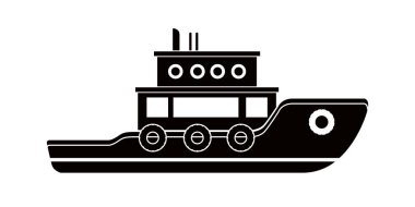 Bir balıkçı teknesi simgesinin izole edilmiş yan görünümü