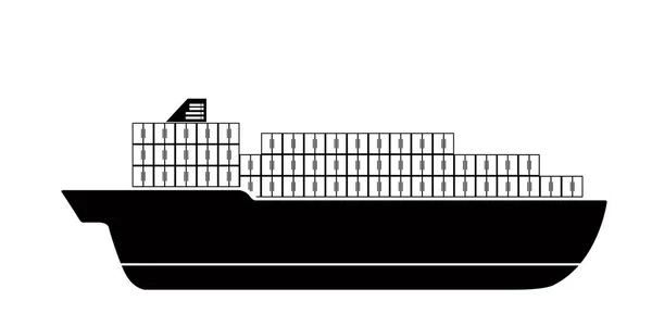 Vista lateral isolada de um ícone de navio de carga — Vetor de Stock