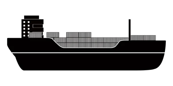 Απομονωμένη πλευρική όψη ενός εικονιδίου φορτηγού πλοίου — Διανυσματικό Αρχείο