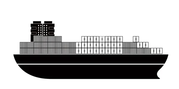 Vista lateral isolada de um ícone de navio de carga — Vetor de Stock