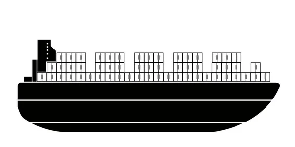 Vista lateral isolada de um ícone de navio de carga — Vetor de Stock