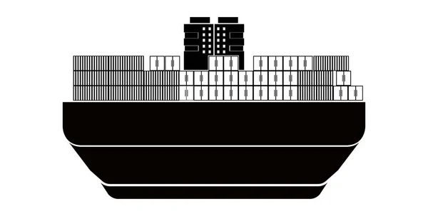 Vista lateral isolada de um ícone de navio de carga — Vetor de Stock
