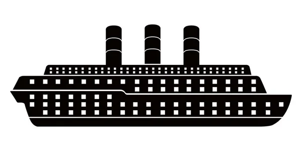 Vista lateral isolada de um ícone de navio de cruzeiro — Vetor de Stock