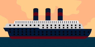 Bir manzara bir yolcu gemisinin yan görünümü