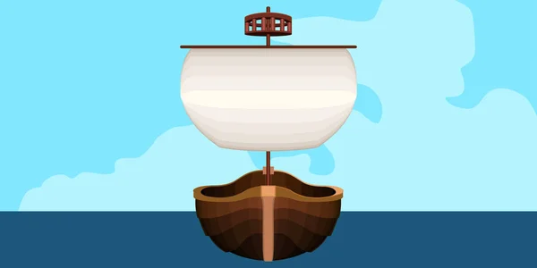 Front view of a pirate ship in a landscape — Stock Vector