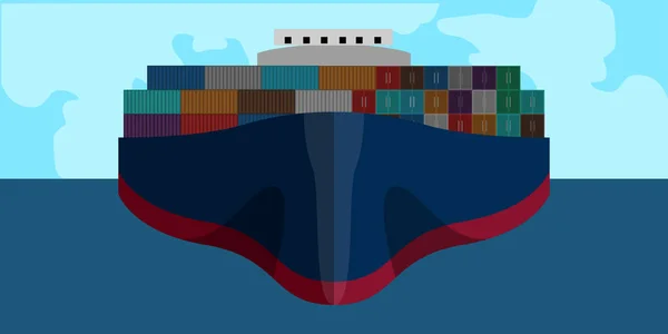 Pohled na nákladní loď v krajině — Stockový vektor