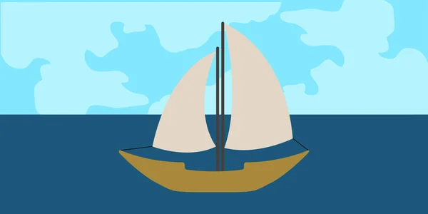 Vista lateral de um veleiro em uma paisagem — Vetor de Stock