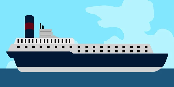 Side view of a cruise ship in a landscape — Stock Vector