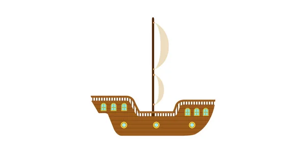 Vista lateral isolada de um veleiro — Vetor de Stock