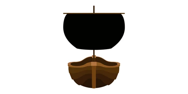 Vue frontale isolée d'un bateau pirate — Image vectorielle