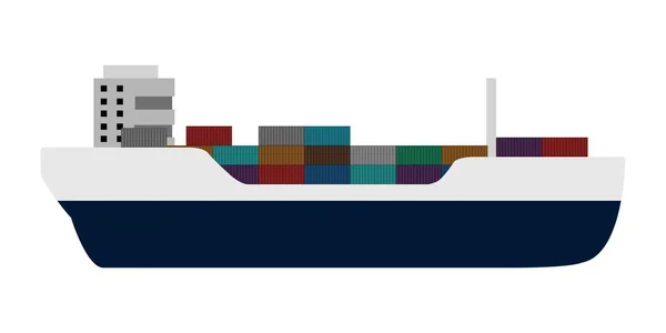 Isolated side view of a cargo ship — Stock Vector