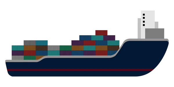 Vista lateral aislada de un buque de carga — Archivo Imágenes Vectoriales