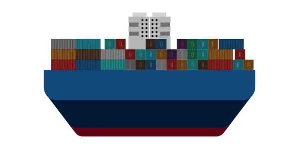 Απομονωμένη πλευρική όψη ενός φορτηγού πλοίου — Διανυσματικό Αρχείο