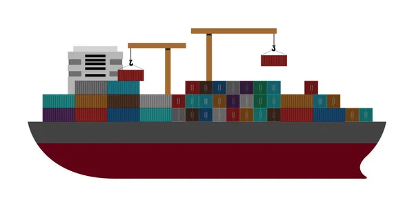 Isolated side view of a cargo ship — Stock Vector