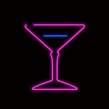 Siyah arka planda Neon kokteyl simgesi