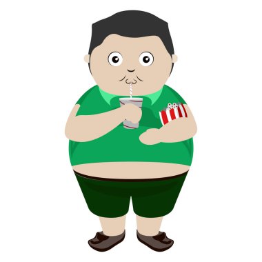 Şişko çocuk soda içiyor