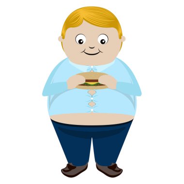 Peynirli burger yiyen şişman çocuk