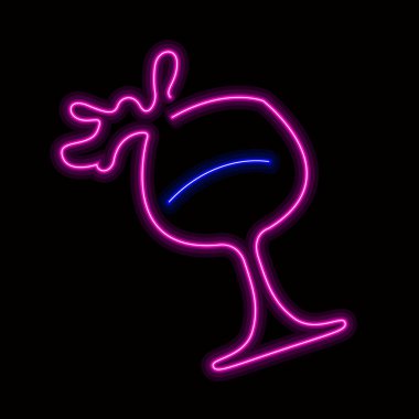 Siyah arka planda Neon kokteyl simgesi
