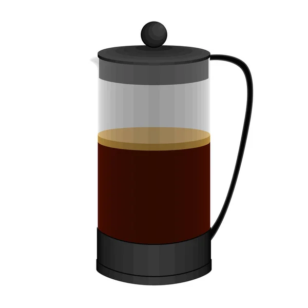 Isolated french press coffee maker image — Stock Vector