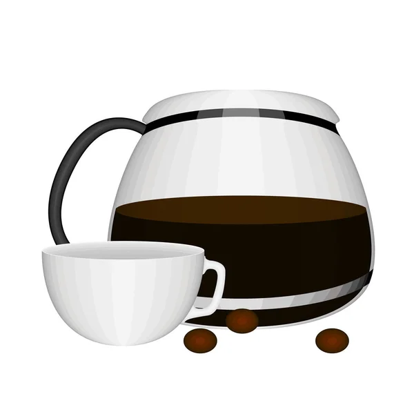 Isolé pot de café et tasse image — Image vectorielle