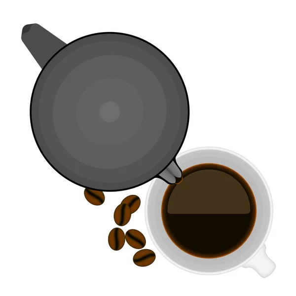 Bir fincan ile bir kahve termos üst görünümü — Stok Vektör