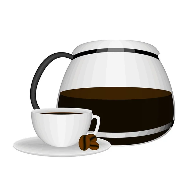 Tarro de café aislado y taza de imagen — Vector de stock