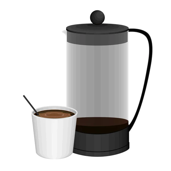 एक कॉफी कप के साथ फ्रेंच प्रेस — स्टॉक वेक्टर