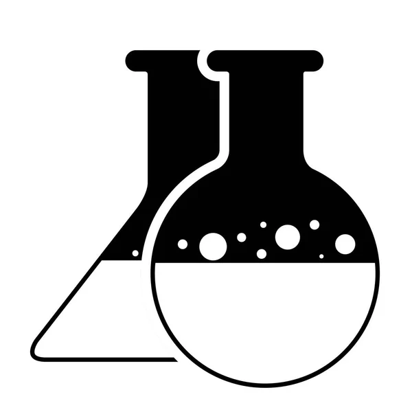 Icono de frascos aislados de ebullición y erlenmeyer — Vector de stock