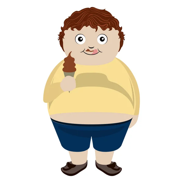 Gordo comiendo un helado de chocolate — Archivo Imágenes Vectoriales