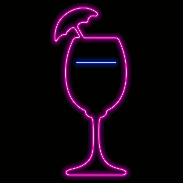 Neon-Cocktail-Symbol auf schwarzem Hintergrund — Stockvektor