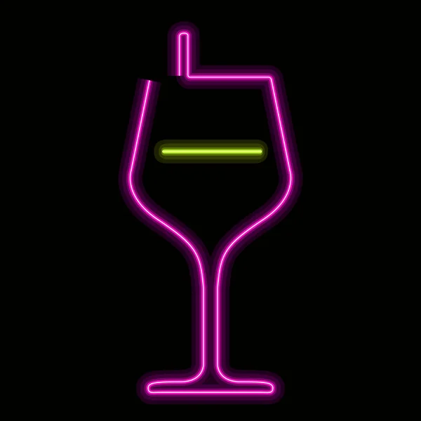 Neon cocktail icoon op een zwarte achtergrond — Stockvector