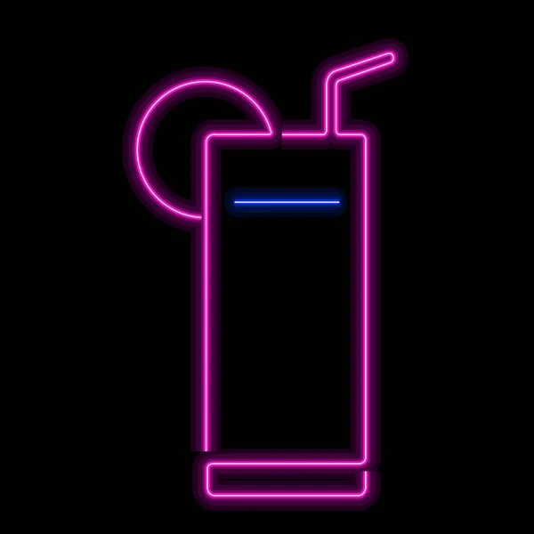 Neon-Cocktail-Symbol auf schwarzem Hintergrund — Stockvektor