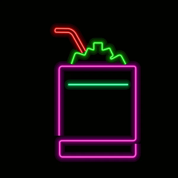 Neon-Cocktail-Symbol auf schwarzem Hintergrund — Stockvektor