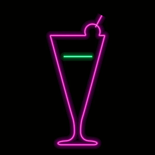 Neon cocktail icoon op een zwarte achtergrond — Stockvector