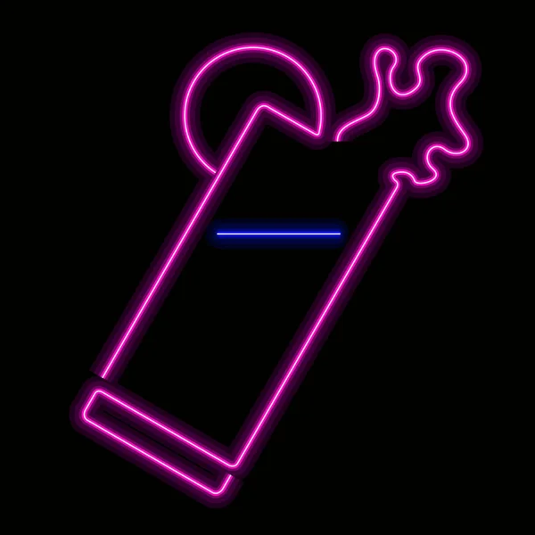 Neon cocktail icoon op een zwarte achtergrond — Stockvector