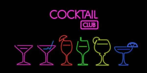 Neon poster van een cocktail party — Stockvector