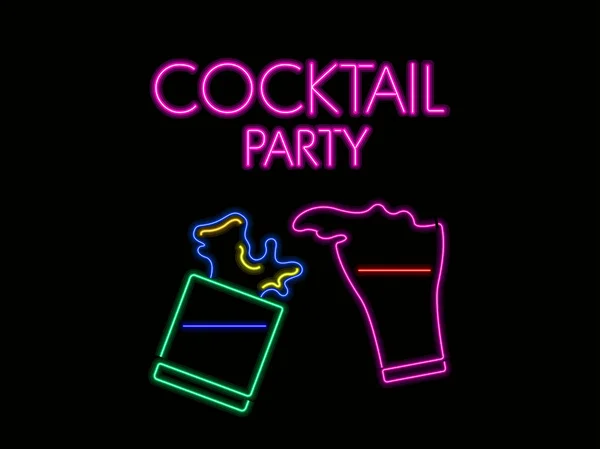 Neon poster van een cocktail party — Stockvector