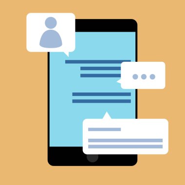 Sohbet sembolleri içeren izole akıllı telefon