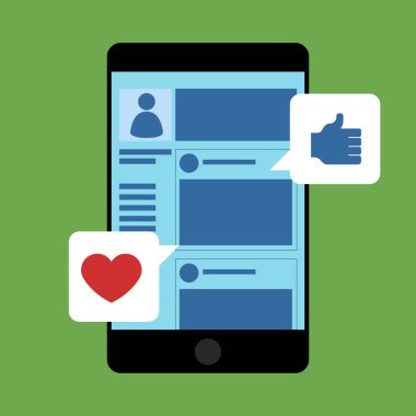 Sosyal medya sembolleri ile izole akıllı telefon