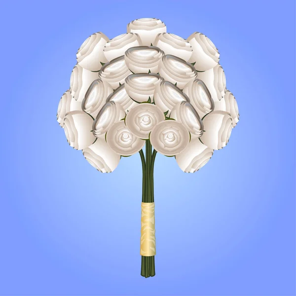 Ramo de rosas blancas sobre un fondo de color — Vector de stock