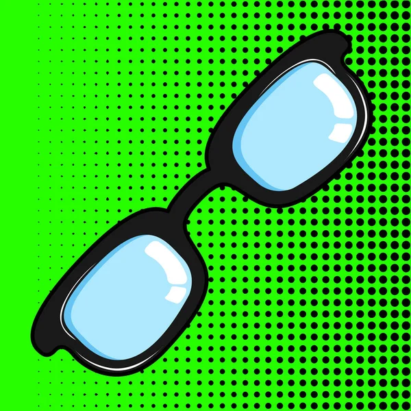 Pojedyncze, komiczne okulary. Styl pop-art — Wektor stockowy