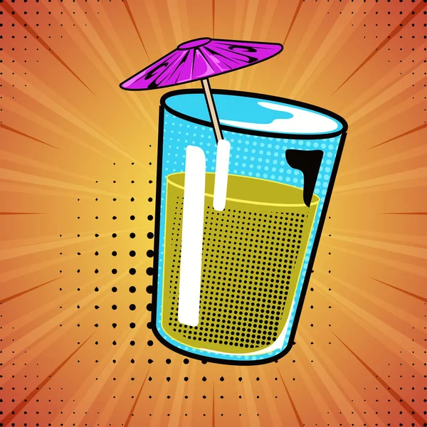 Különálló képregény ital esernyővel — Stock Vector