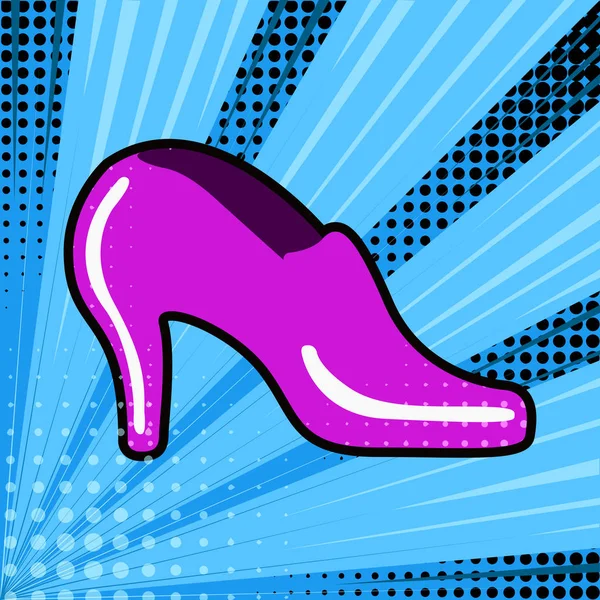 Chaussure à talons hauts comique. Style pop art — Image vectorielle