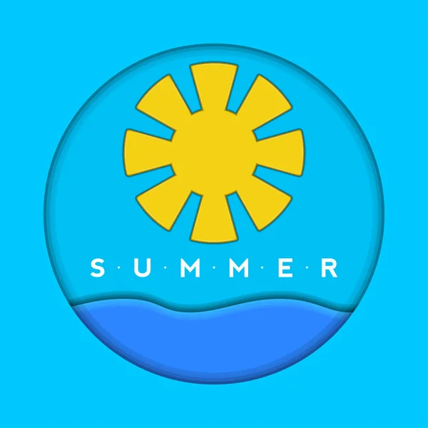 Izolovaný letní štítek se sluncem — Stockový vektor