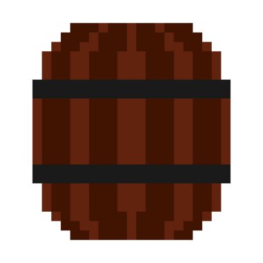 İzole ahşap varil pikselli simge