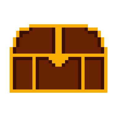 İzole ahşap göğüs pikselli simgesi