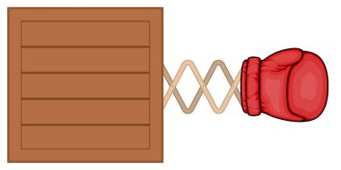 Sürpriz bir boks eldiveni ile ahşap teslimat kutusu