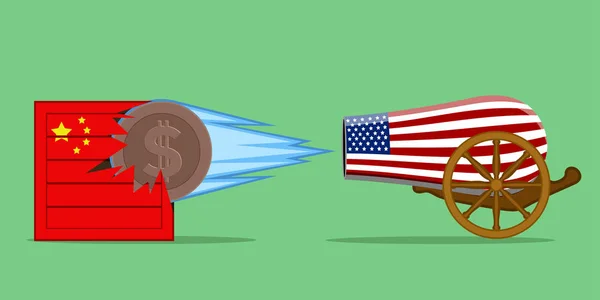 Estados Unidos vs China guerra comercial — Vector de stock